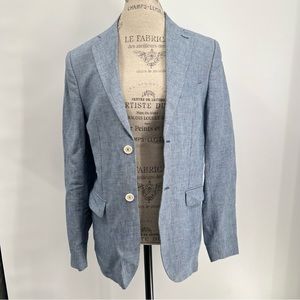 ZARA MAN Linen Blend Blazer Sport Coat Suit Jacket Standard Notch blue size 38